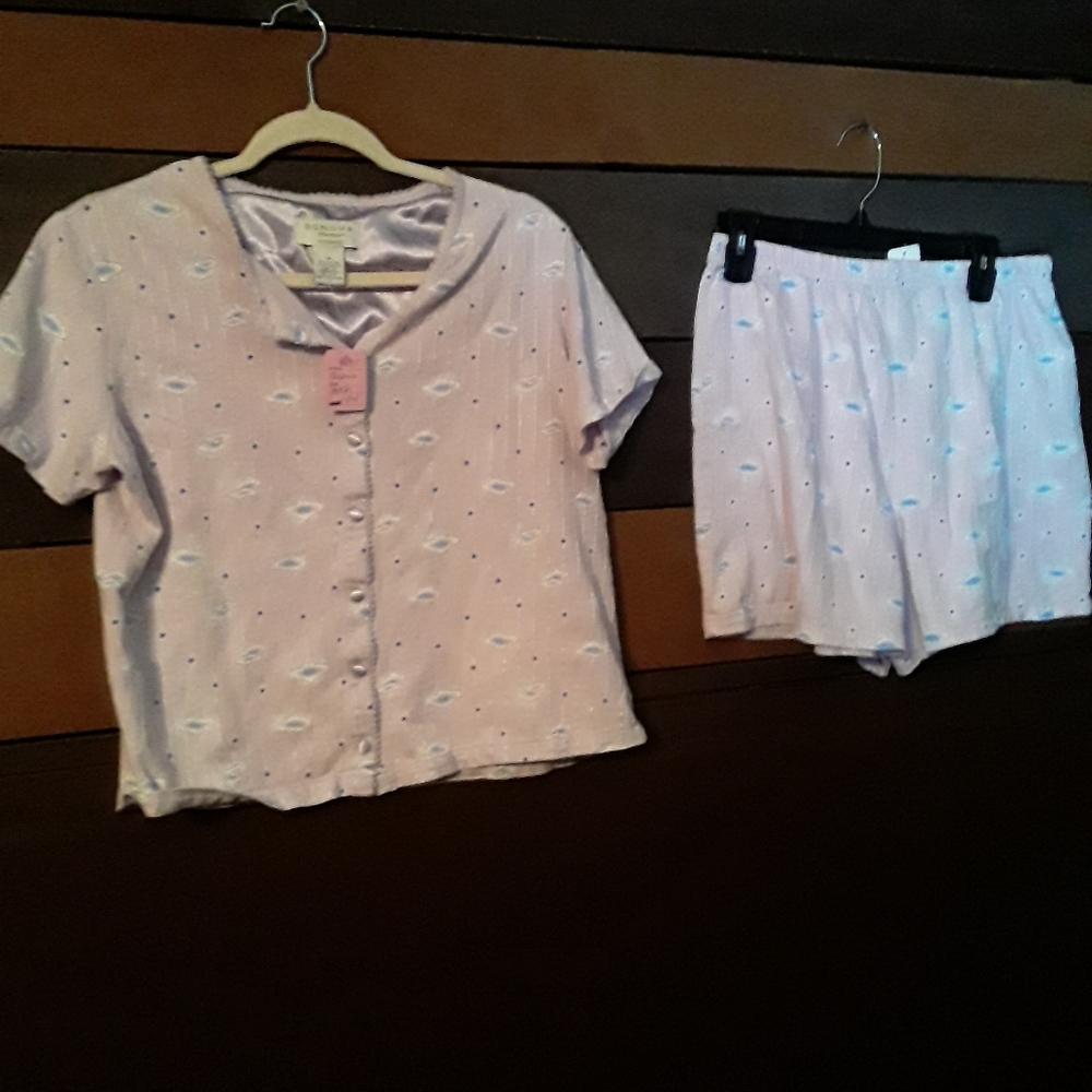 Sonoma Intimates Medium Short sleeve Top With Matching Shorts Purple/silver